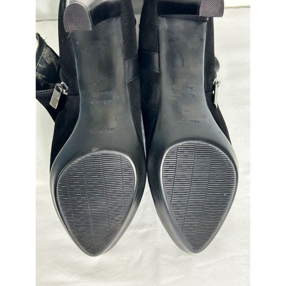 Aquatalia by Marvin K Women's Rae Suede/Leather Heeled Bootie in Black - Sz 9.5 - Picture 7 of 8